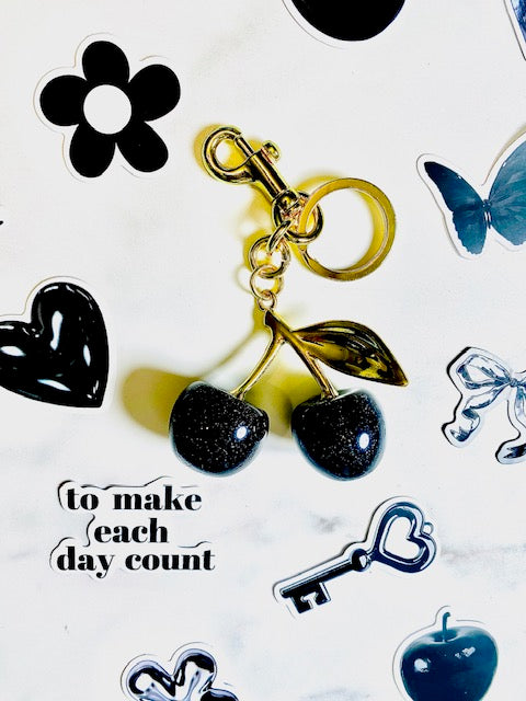 Black "Sparkly" Cherry keychain