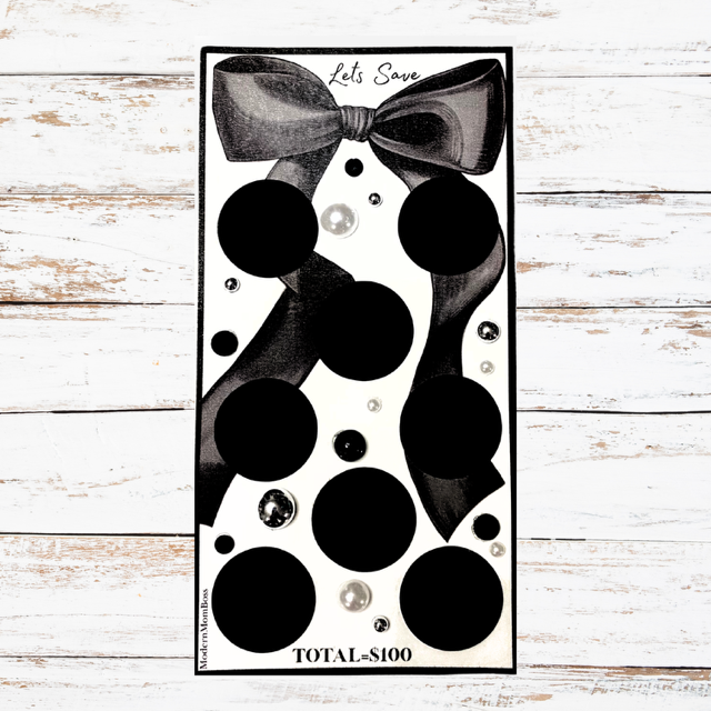 $100 Black Coquette Jeweled Savings Challenge- Scratch Off