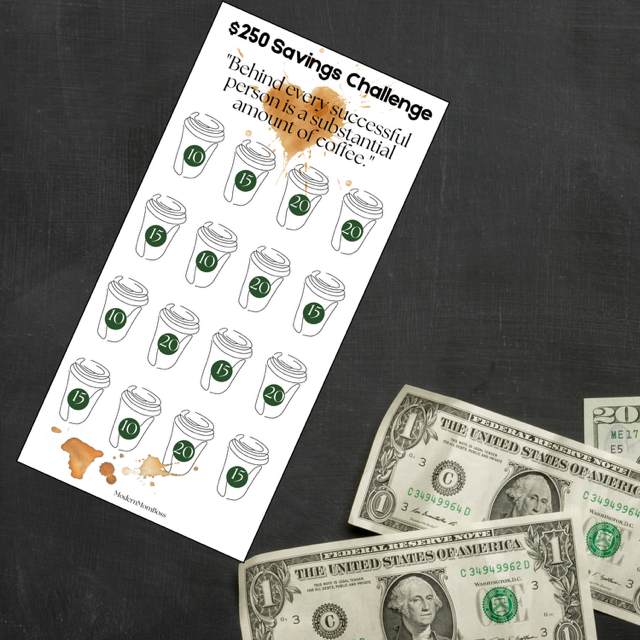 $250 "Saving for Sips" Savings Challenge