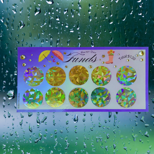 $120 "Rainy Day Fund" Savings Challenge- Blue Sky Scratch Off