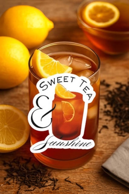 Sweet Tea & Sunshine- Transparent Vinyl Sticker