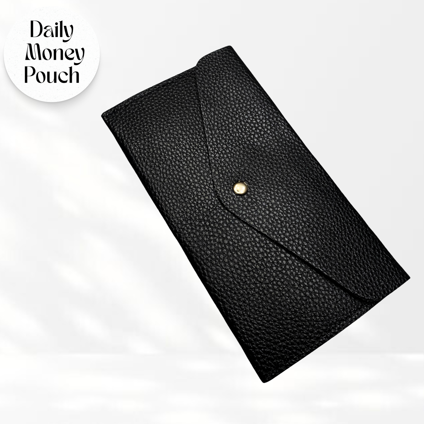 Everyday Cash Pouch- Black Pebble Faux Leather