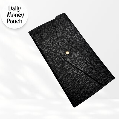 Everyday Cash Pouch- Black Pebble Faux Leather