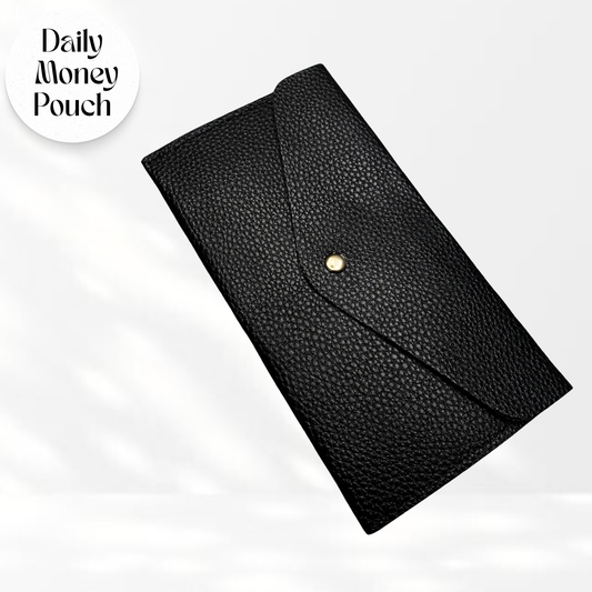 Everyday Cash Pouch- Black Pebble Faux Leather