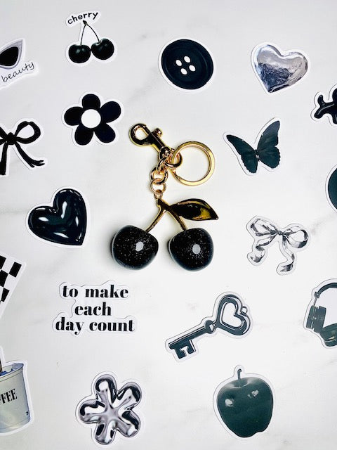 Black "Sparkly" Cherry keychain