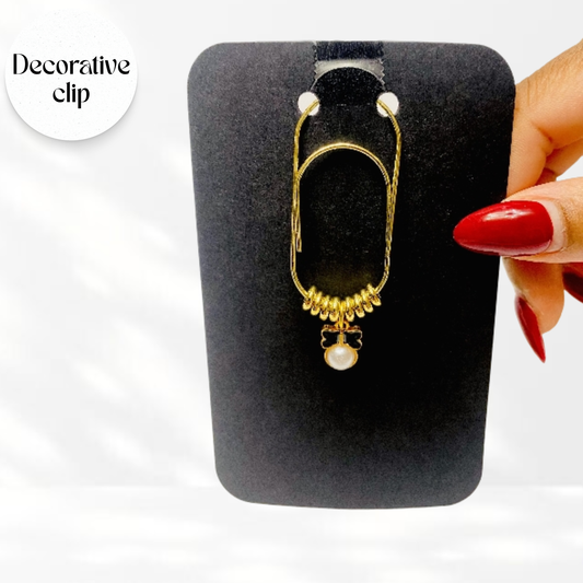 Decorative Bow And Pearl Binder/ Bookmark Clip