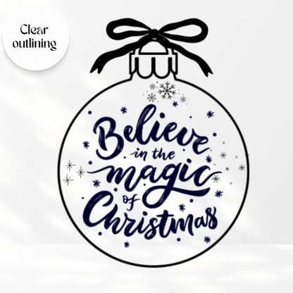 Christmas Believe in Magic Ornament - Transparent Vinyl Sticker