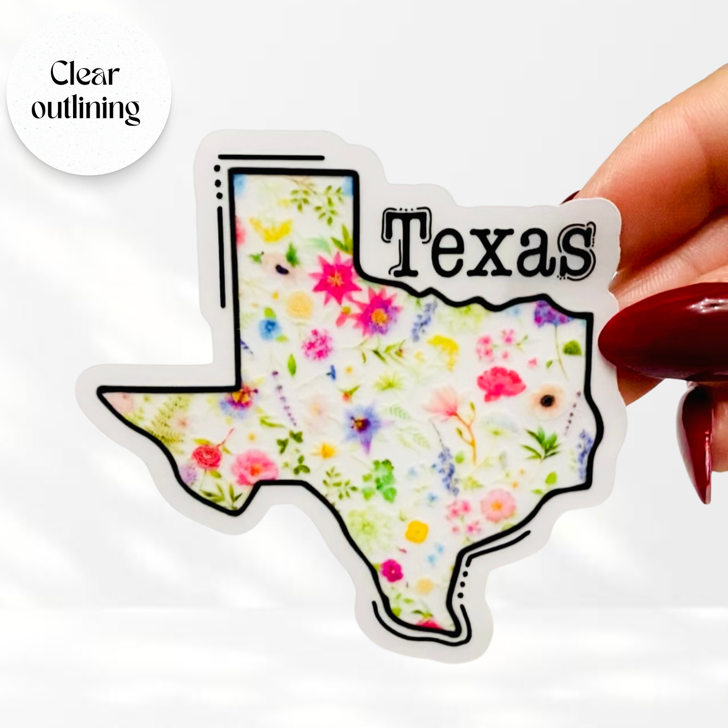 Floral Texas - Transparent Vinyl Sticker