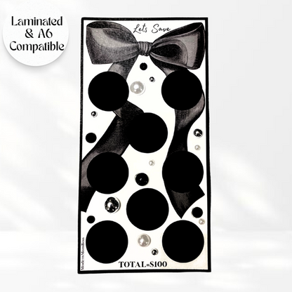 $100 Black Coquette Jeweled Savings Challenge- Scratch Off