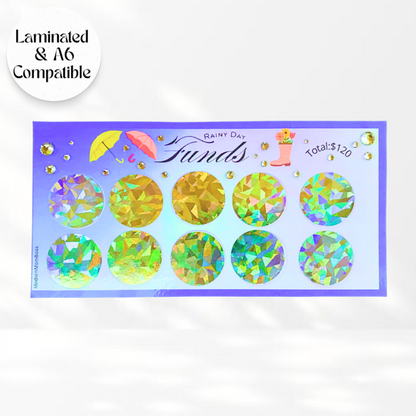 $120 "Rainy Day Fund" Savings Challenge-  Blue Sky Scratch Off