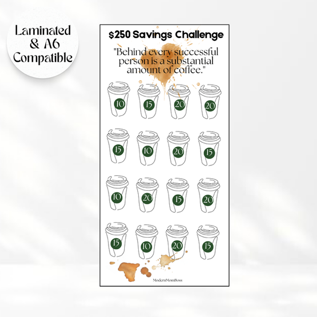 $250 "Saving for Sips"  Savings Challenge