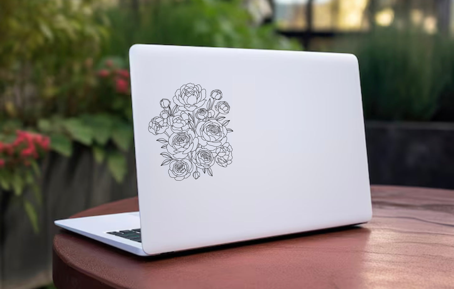 Peony Outline- Transparent Vinyl Sticker