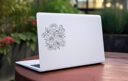 Peony Outline- Transparent Vinyl Sticker