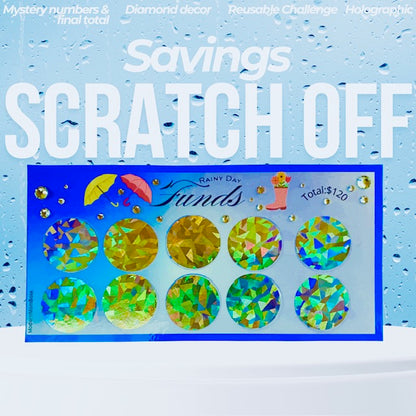 $120 "Rainy Day Fund" Savings Challenge-  Blue Sky Scratch Off