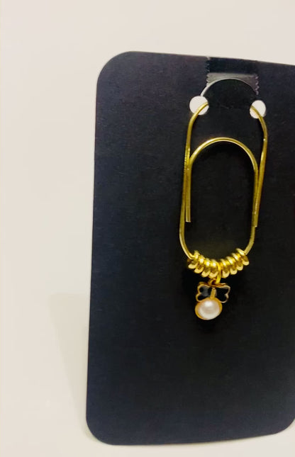 Decorative Bow And Pearl Binder/ Bookmark Clip