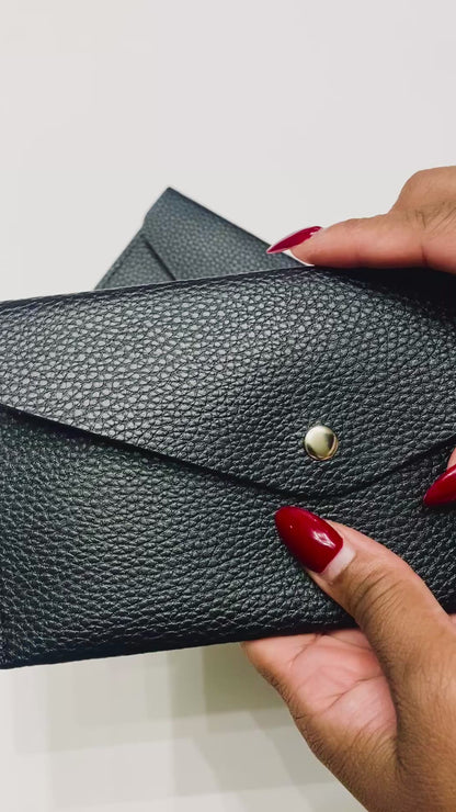 Everyday Cash Pouch- Black Pebble Faux Leather